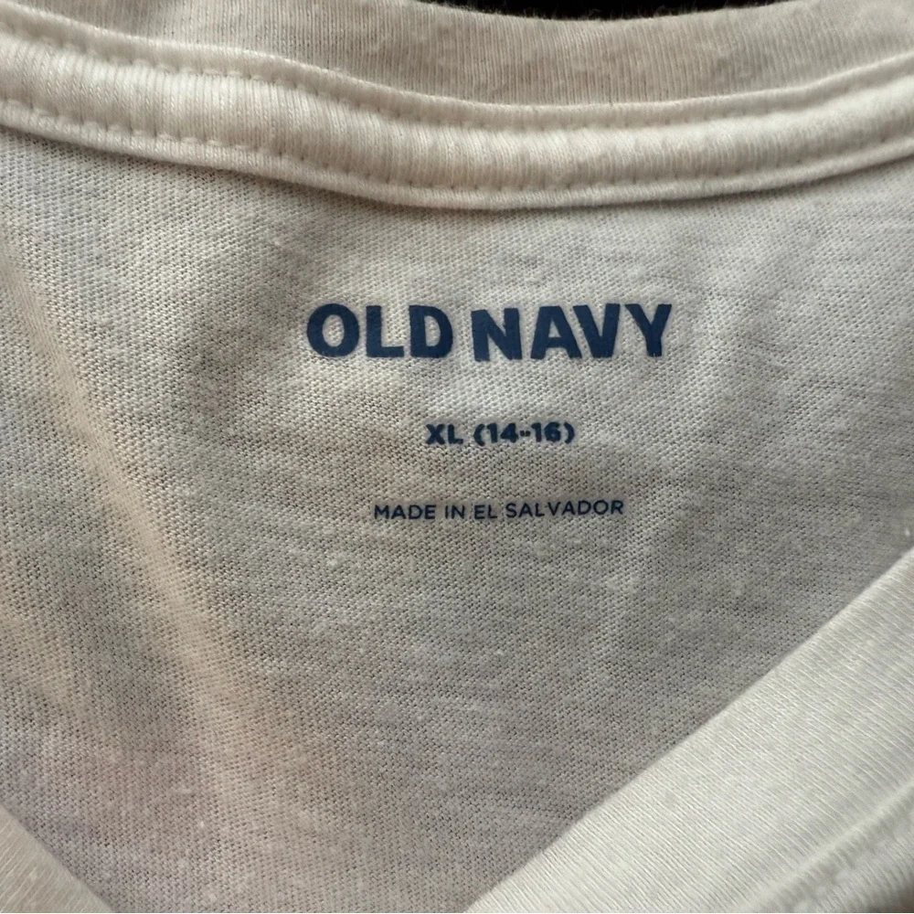 Old Navy White and Pink Barbie Logo Tee/girls size XL